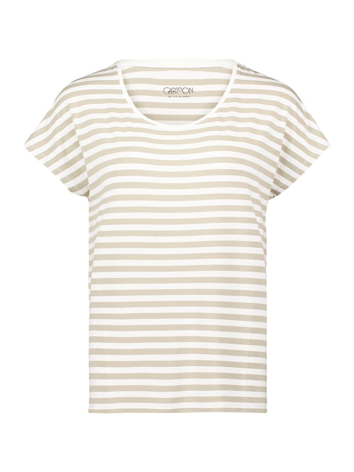Basic Shirt mit Rundhalsausschnitt in Cream/Khaki