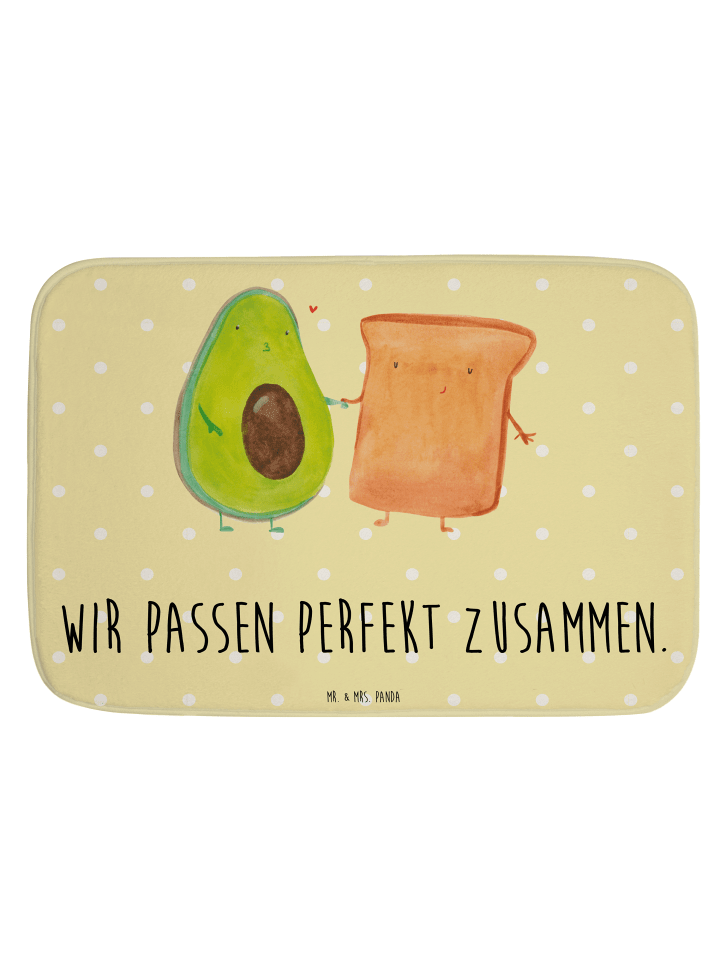 Badeteppich Avocado Toast mit Spruch in Gelb Pastell