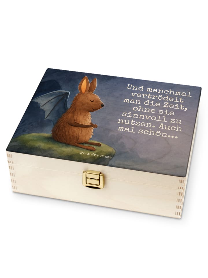Teedose Fledermaus Sitzen Design mit Spruch in Weiß