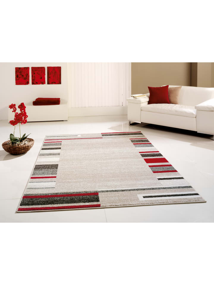 1 Teppich Amber 149 Bordüre Fb.beige-rot Gr.160/230 cm in beige rot