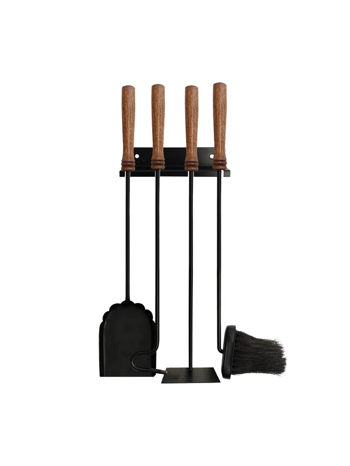 5-tlg. Kaminbesteck-Set in Schwarz/ Braun