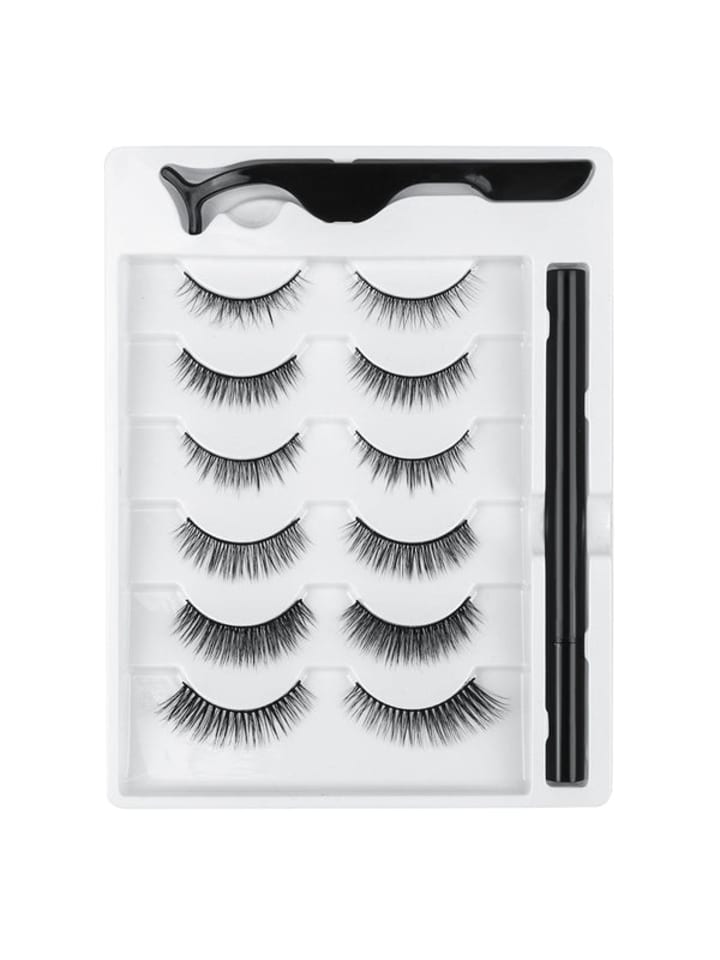 Magnetische falsche Wimpern, 6 Paar in Schwarz