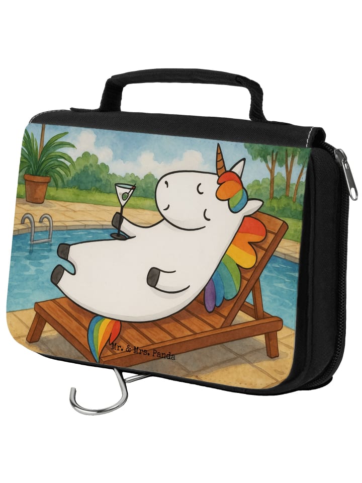 Kulturtasche Einhorn Blümchentail Design ohne Spruch in Weiß