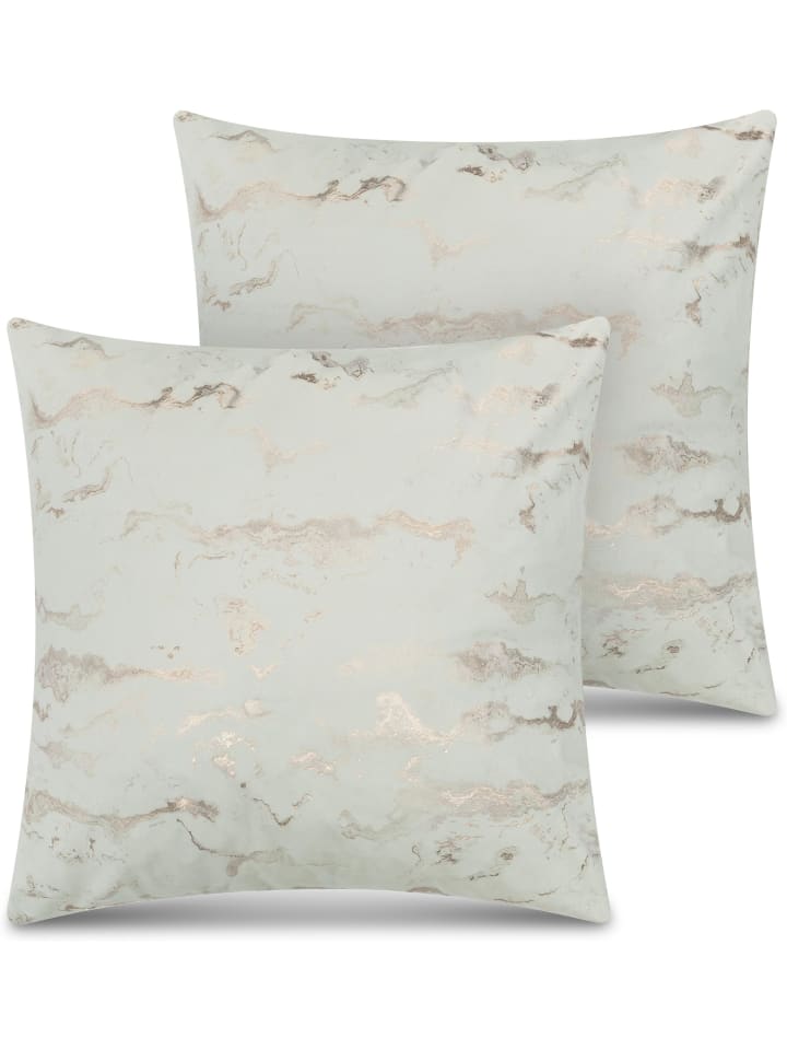 2 Kissenbezüge mit Marmordesign 60x60 cm Carrara in Rosa