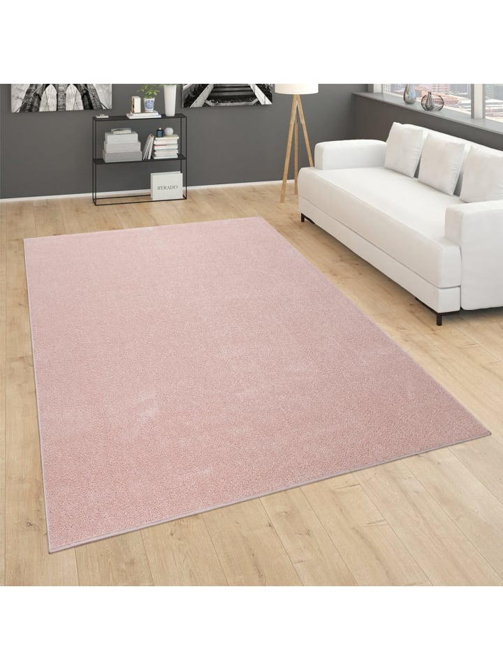 Waschbarer Teppich waschmaschinenwaschbar Unifarben Küche, Flur in Rosa