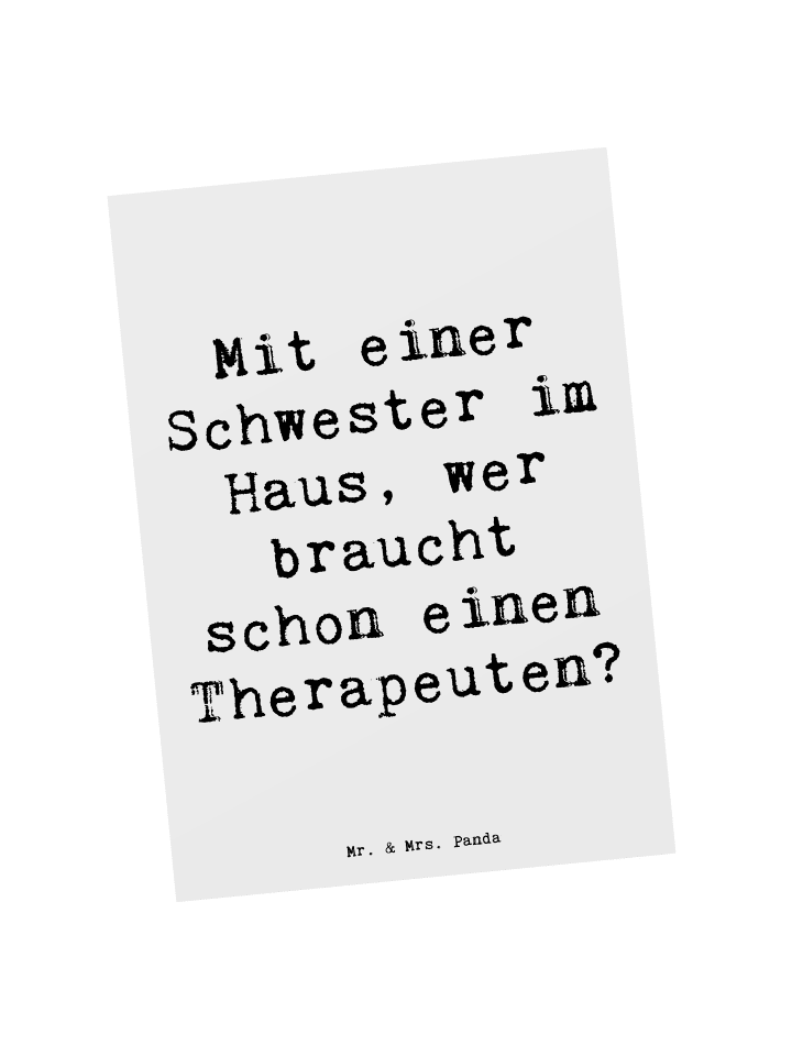 Postkarte Schwester Glück mit Spruch in Weiß