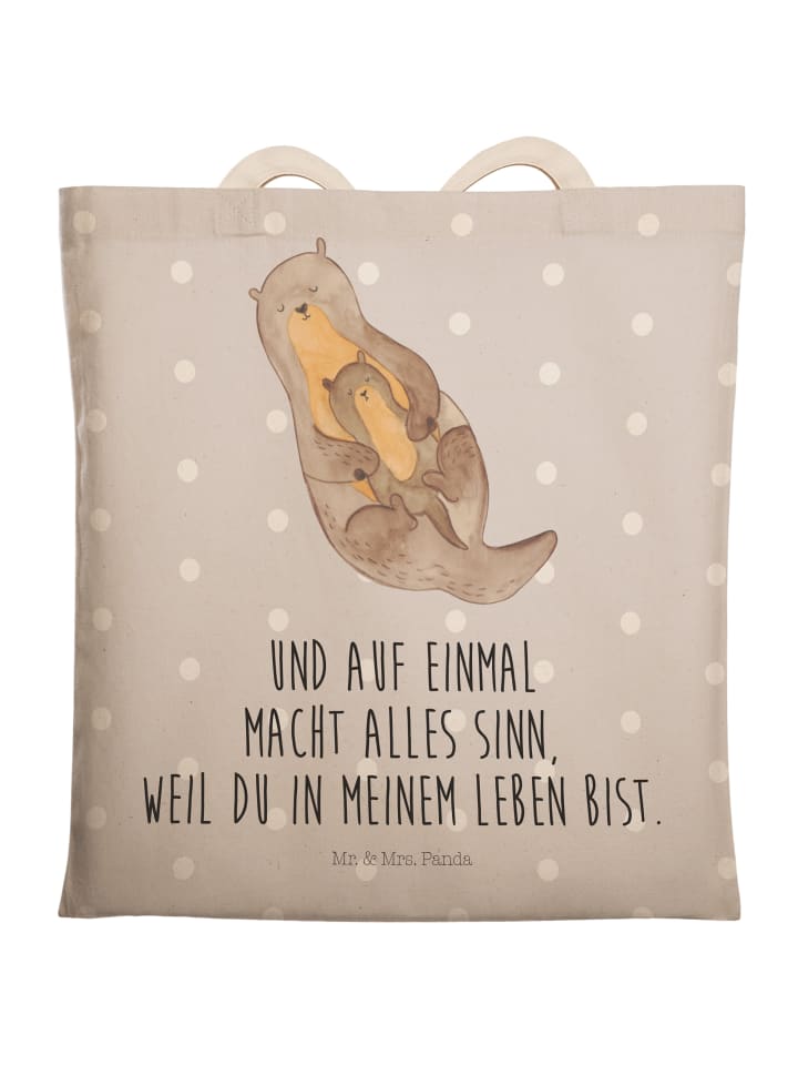 Shopper Otter Kind mit Spruch in Grau Pastell