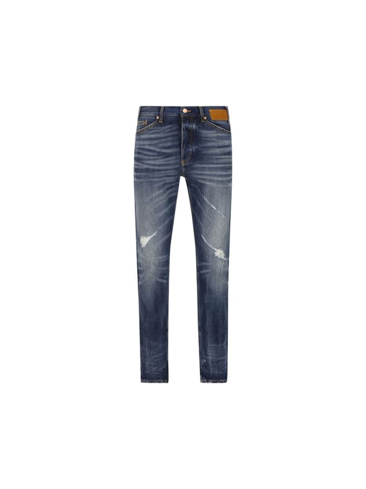 Blau Baumwolle Straight-Leg Jeans