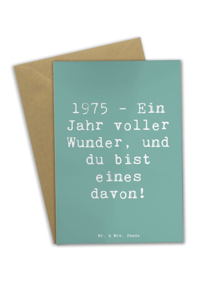 Grußkarte Spruch 1975 Geburtstag Wunder mit Spruch in Meeresbrise