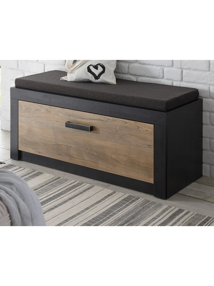 Garderoben-Sitzbank Kastanie und grau Fresco, Garderobenbank Schuhschrank 170 cm