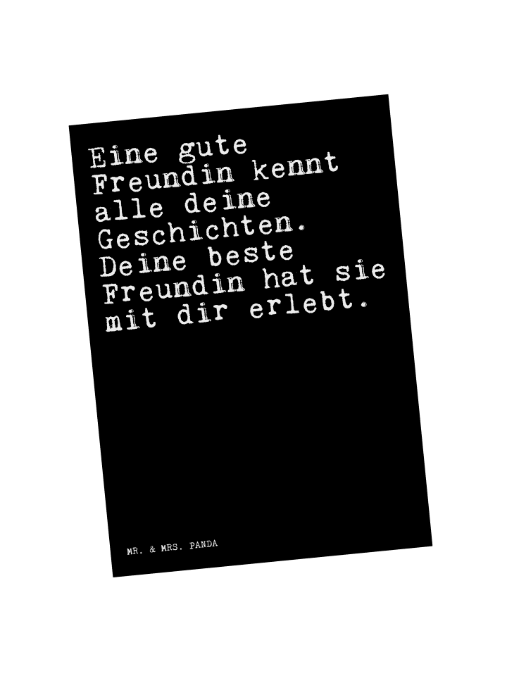 Postkarte Eine gute Freundin kennt... mit Spruch in Schwarz