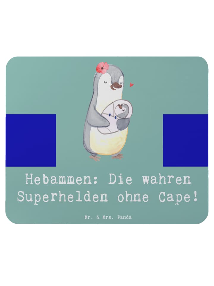 Mouse Pad Hebamme Superheld mit Spruch in Meeresbrise