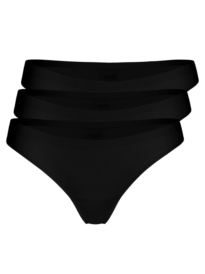 Strings "Invisible" 3er Pack Seamless Tanga in schwarz