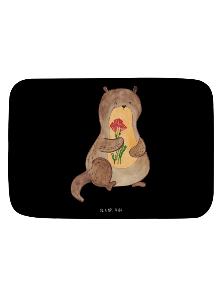 Badevorleger Otter Blumenstrauß ohne Spruch in Schwarz