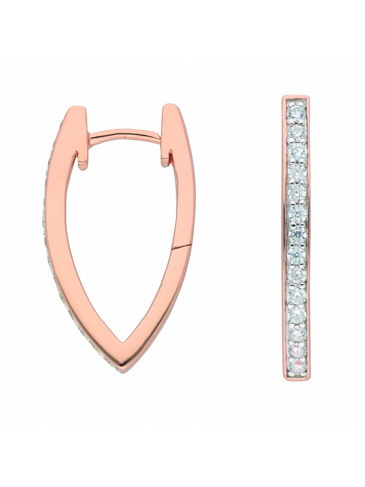 Damen 925 Silber Ohrringe / Creolen mit Zirkonia in rose