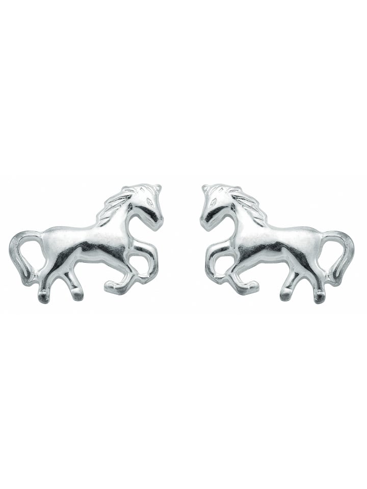 Damen 925 Silber Ohrringe / Ohrstecker Pferd in silber