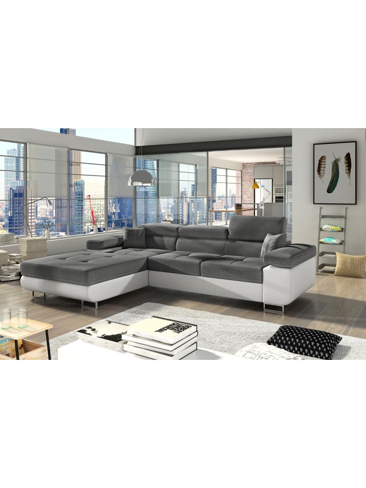 Amanda Recamiere Links in Grau -  (L) 203 x (B) 289 x (H) 85 cm