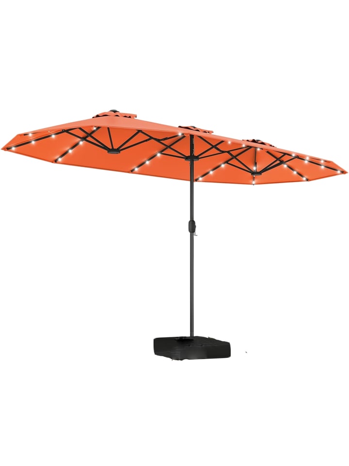 Doppelsonnenschirm mit LED 400x200cm in Orange