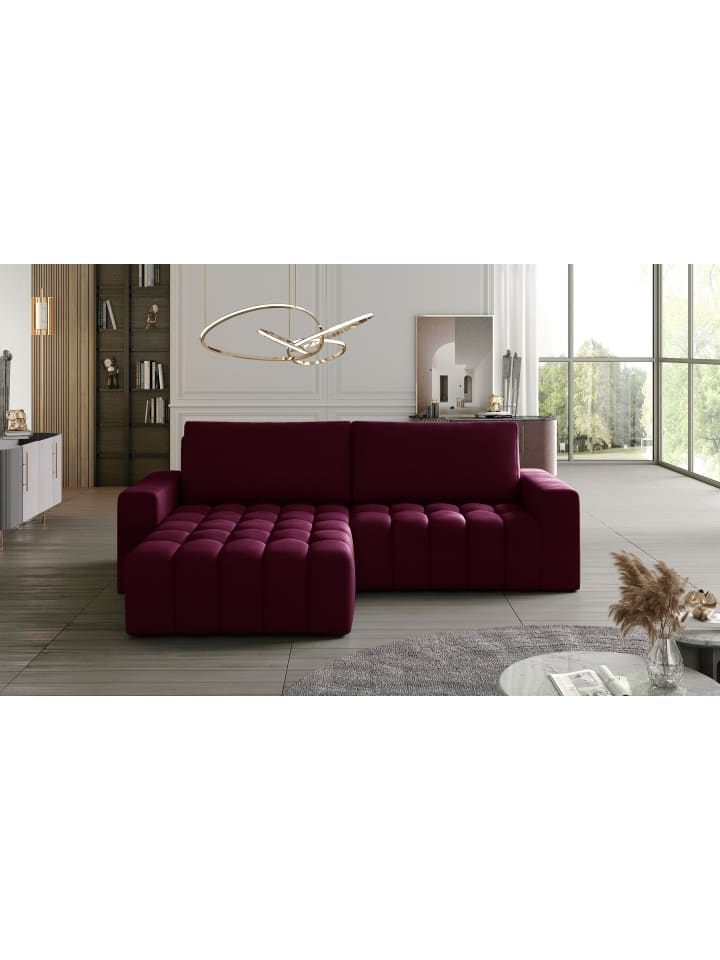 Bonita Recamiere Links in Weinrot - (L) 175 x (B) 250 x (H) 92 cm