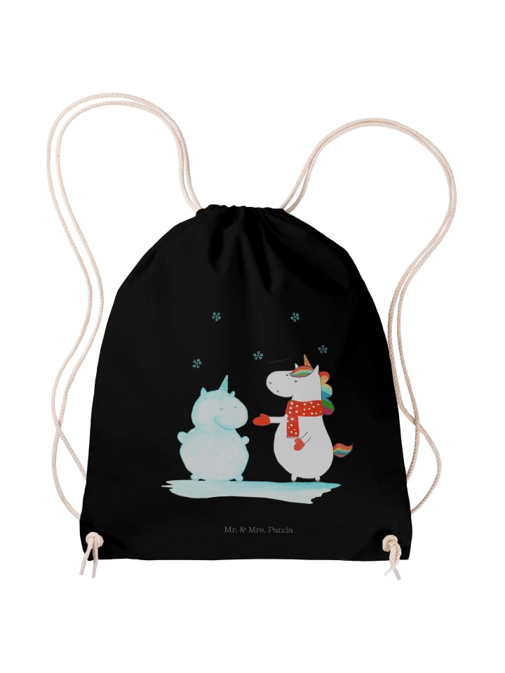 Gymnastiktasche Einhorn Schneemann ohne Spruch in Schwarz