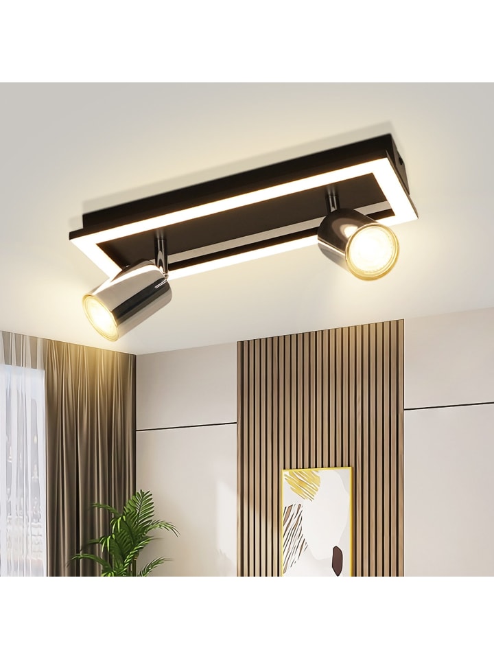 Deckenleuchte LED in schwarz 2-flammige GU10 Warmweiß 12W Deckenspot