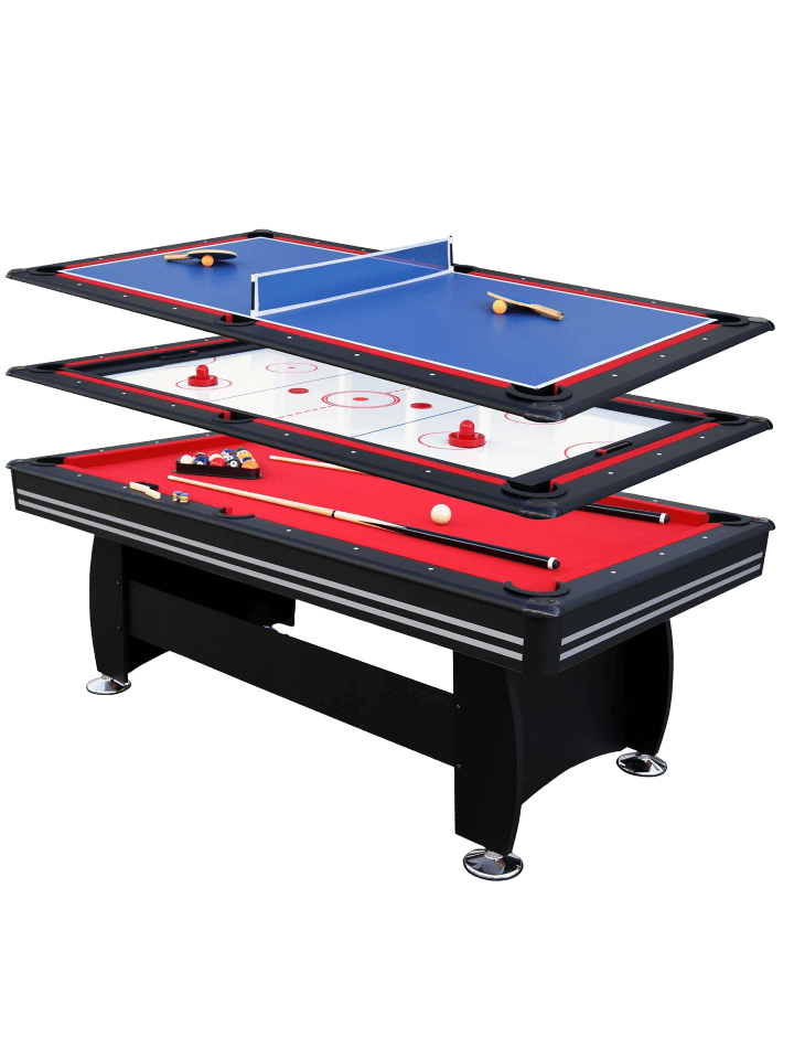 Billardtisch 7' 3-IN-1 in Schwarz 214x117x81cm
