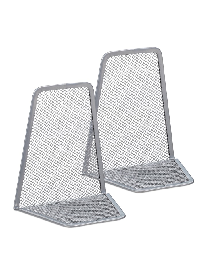 2x Buchstütze in Silber - (B)12,5x (H)14,5 x (T)9 cm