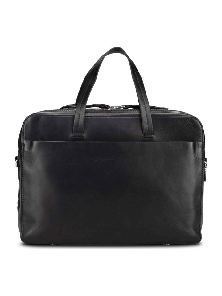 Arva Aktentasche Leder 36 cm Laptopfach black