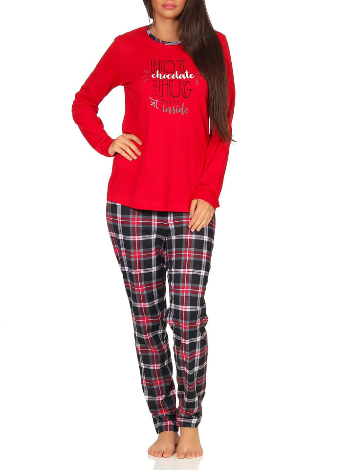 Pyjama lang Karohose - 48751 in rot