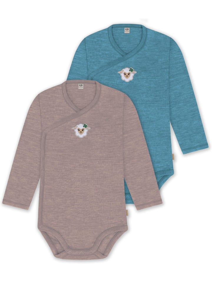 2er Pack Bio Baby-Body Langarm Wickelbody in Rosa/Blau