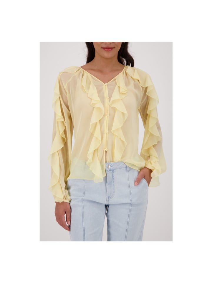 Langarmbluse in pastel yellow