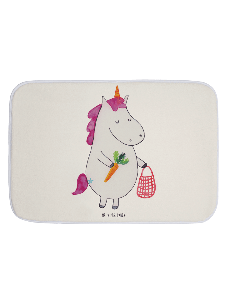 Badezimmerteppich Einhorn Vegan ohne Spruch in Weiß
