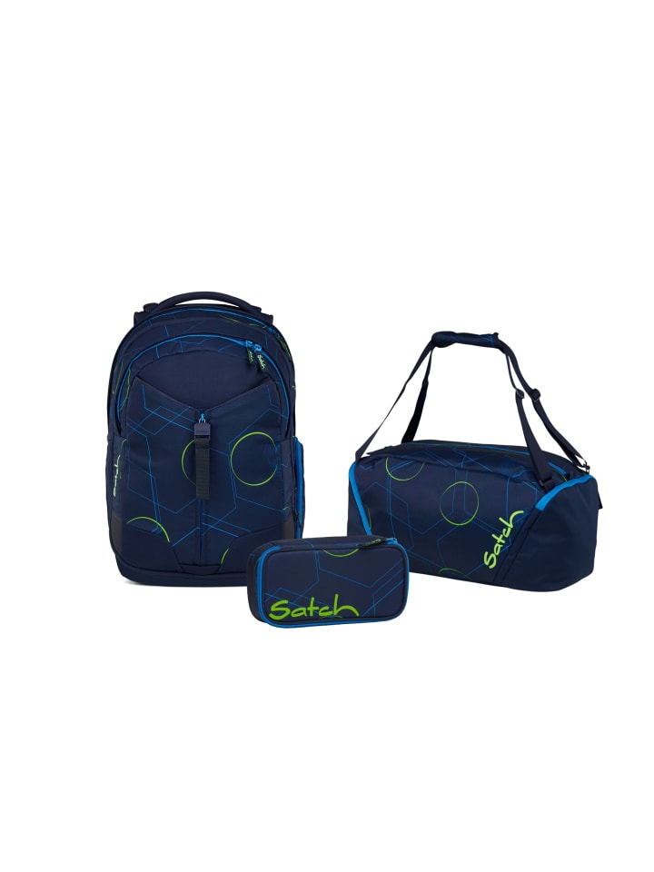 Schulrucksack-Set MATCH Blue Tech 3-teilig in Blau