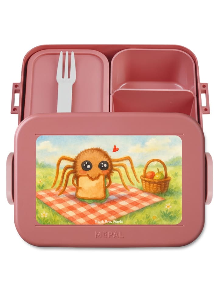 Brotdose Spinne Agathe Sandwich Design ohne Spruch in Rot Pastell