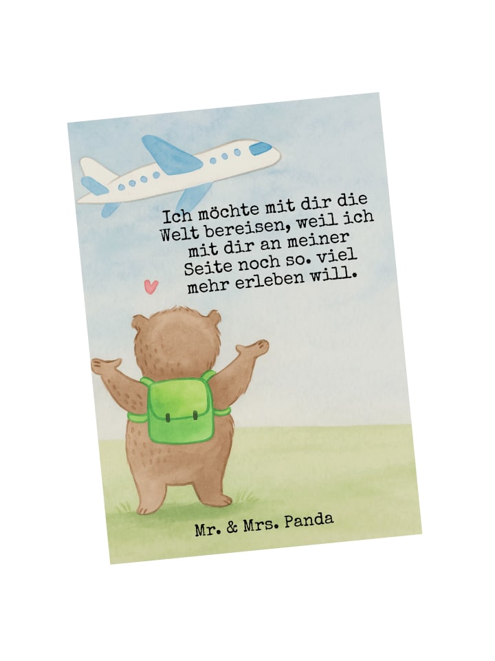 Ansichtskarte Bär Flugzeug Design mit Spruch in Weiß