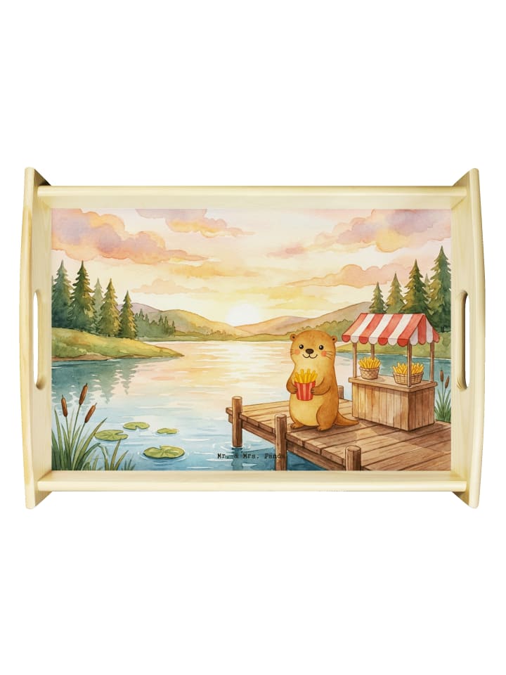 Tablett Holz Otter See Pommes Design ohne Spruch in Weiß
