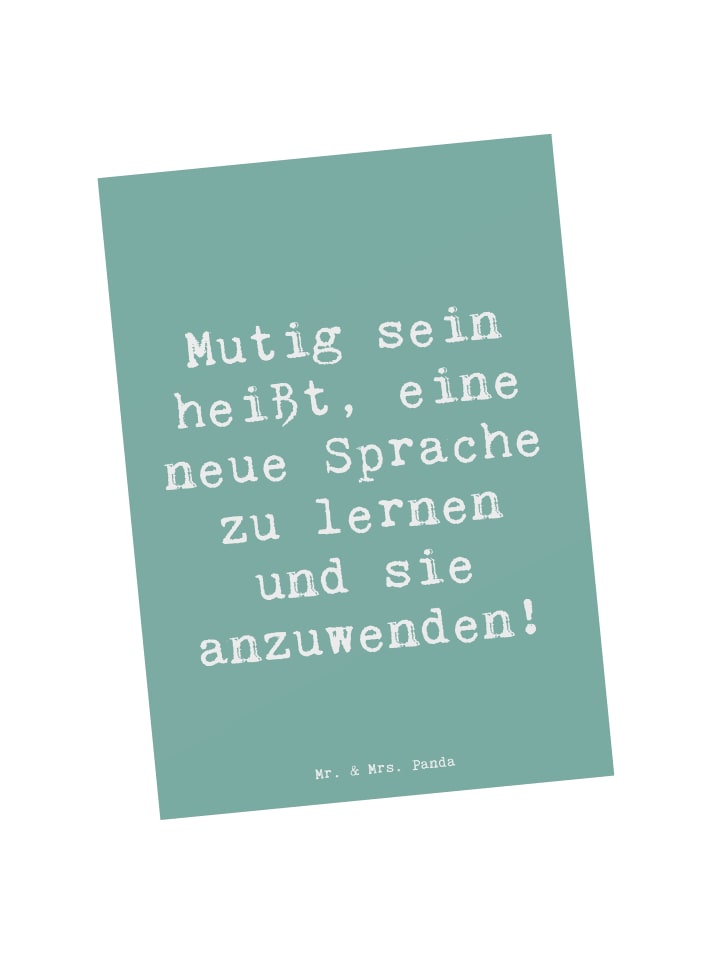 Postkarte Spruch Sprachen Lernen und Anwenden m... in Meeresbrise