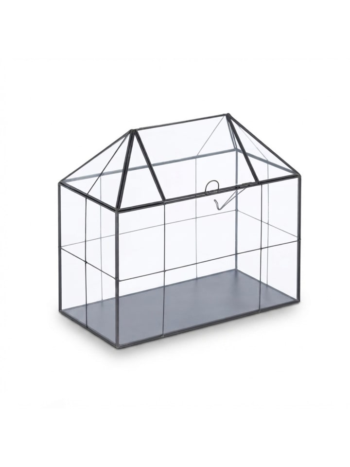 Pflanzenterrarium "Haus" in Schwarz - (B)30 x (H)27 x (T)15 cm
