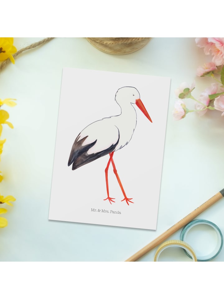 Postkarte Storch ohne Spruch in Weiß
