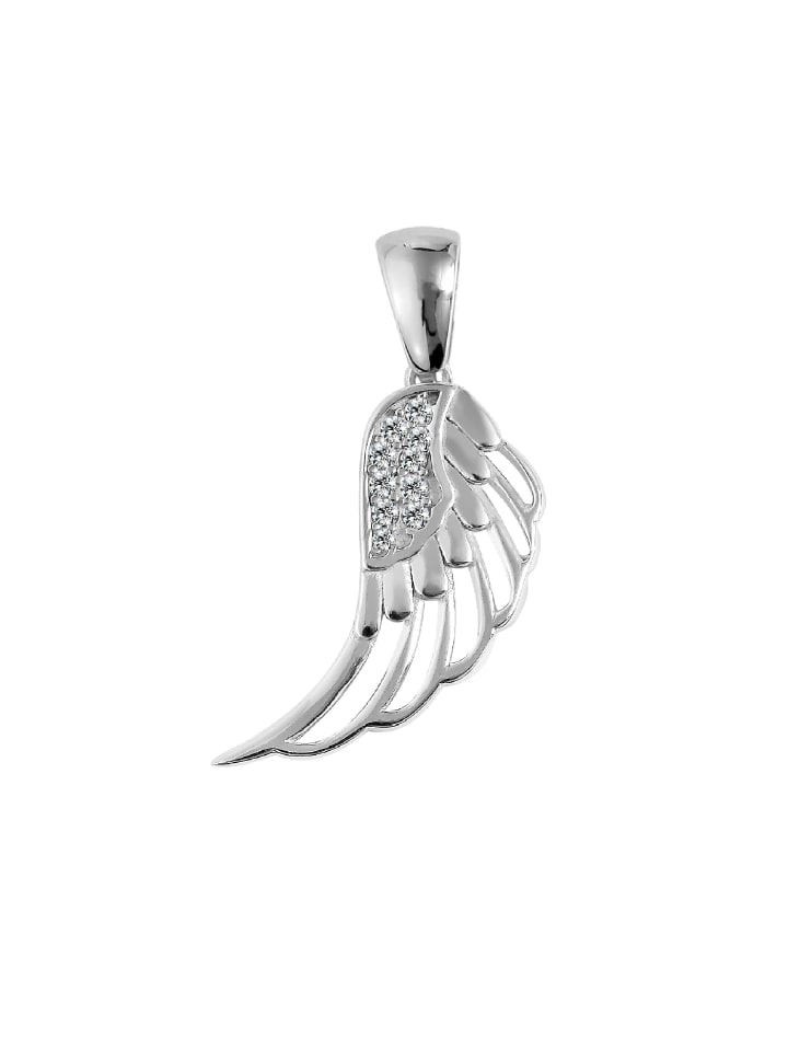Damen Anhänger Feder aus 925 Silber mit Zirkonia in silber