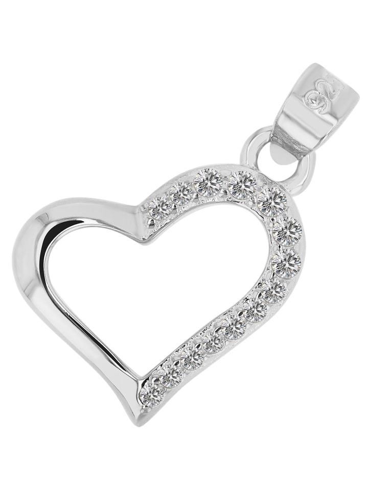 Damen Anhänger – Herz Herzanhänger aus 925 Silber mit Zirkonia in silber
