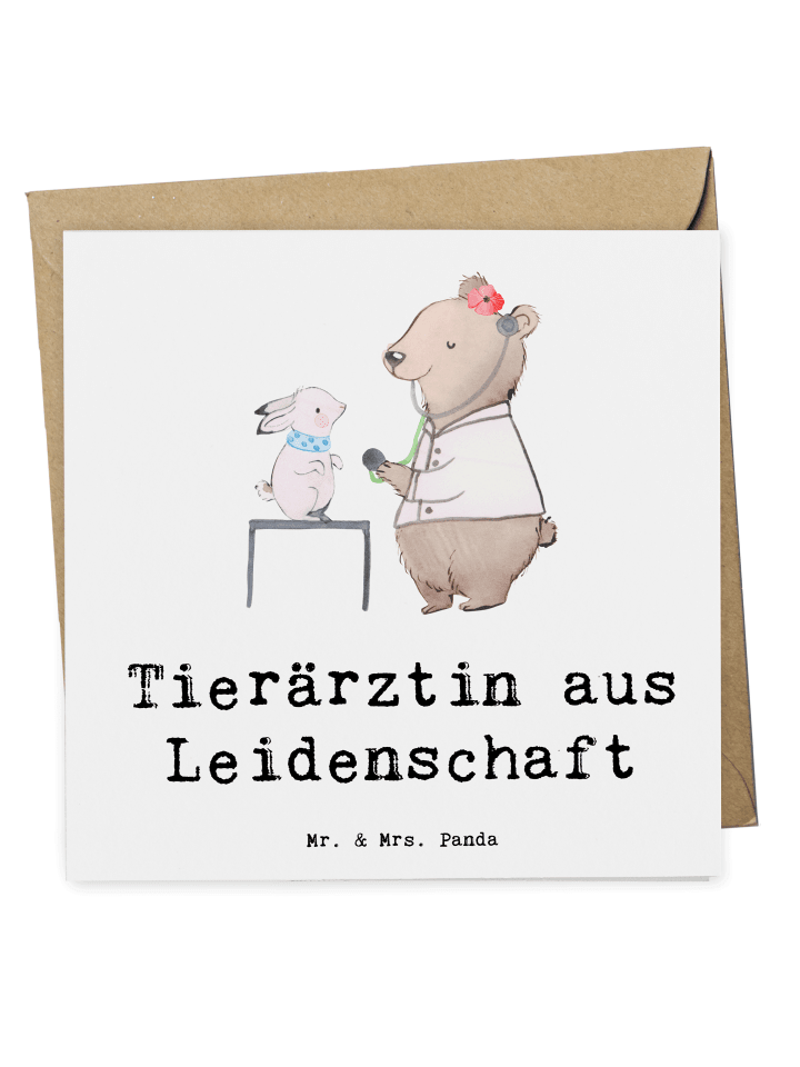 Deluxe Karte Tierärztin Leidenschaft mit Spruch in Weiß