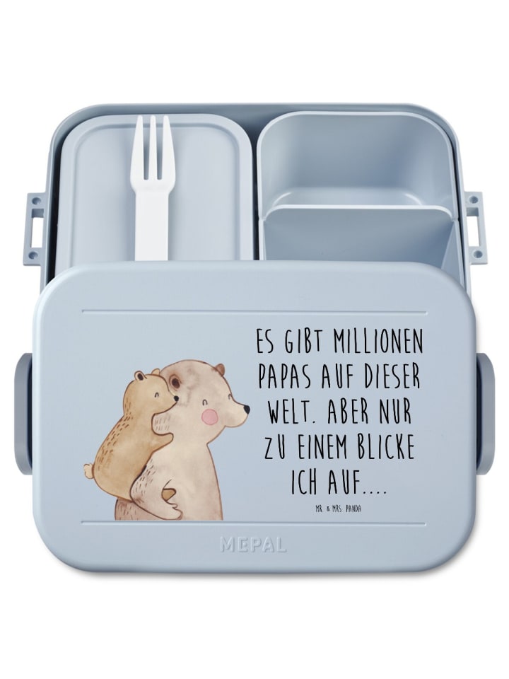 Bentobox Papa Bär Motiv mit Spruch in Blau Pastell