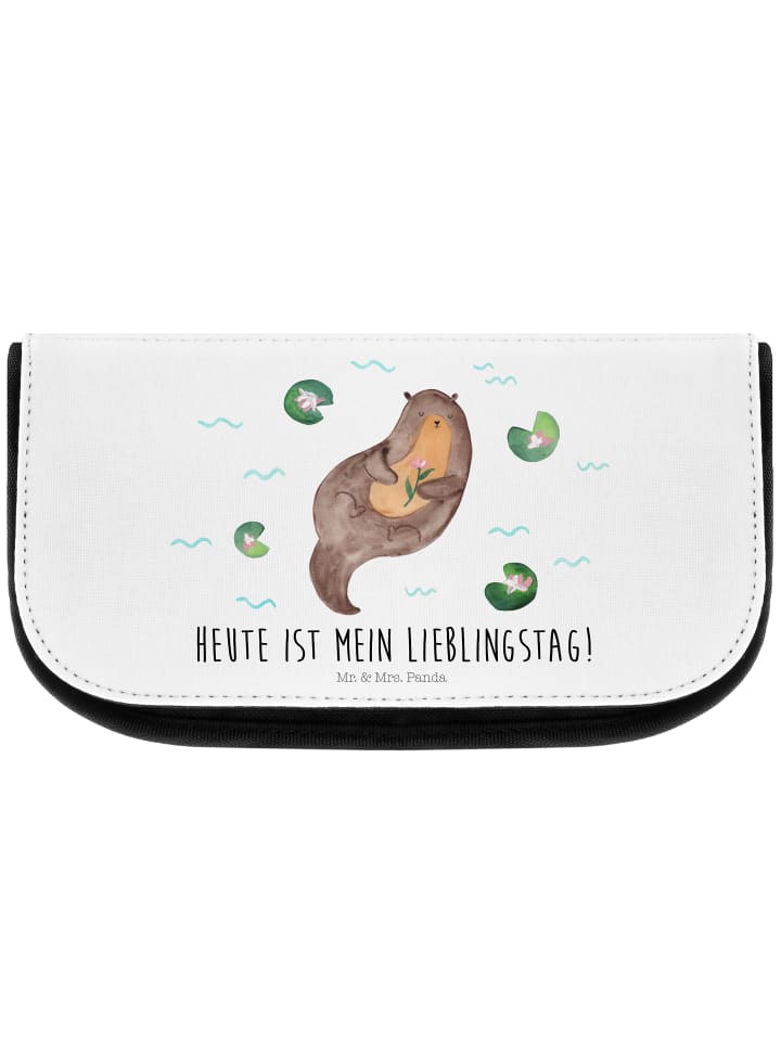 Beautycase Otter Seerose mit Spruch in Weiß