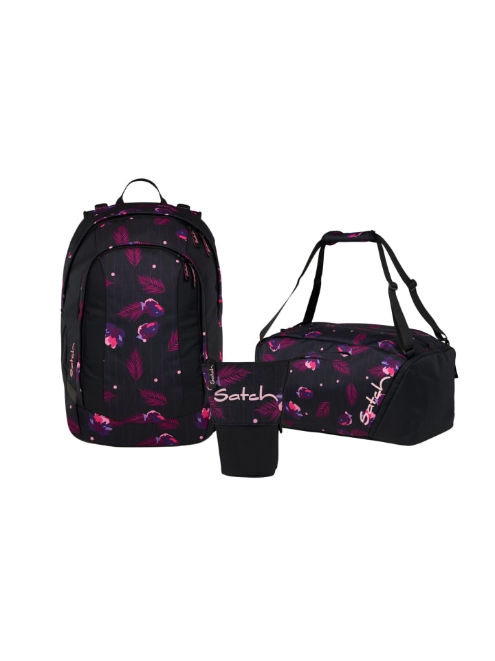 Schulrucksack-Set AIR "Mystic Nights" 3-teilig in Schwarz/Rosa