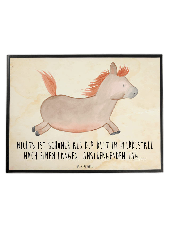 Schreibtischmatte Pferd Springen mit Spruch in Vintage