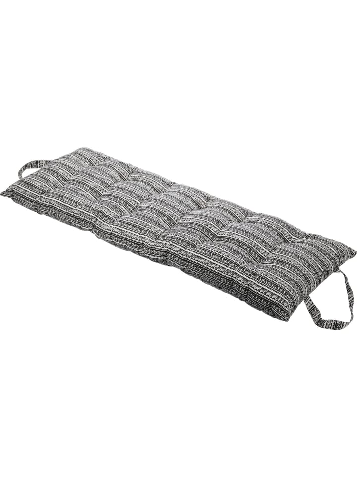 Gartenstuhl-Sitzkissen mit Schwarz-Weiß-Muster in Grau, 120 x 40 cm