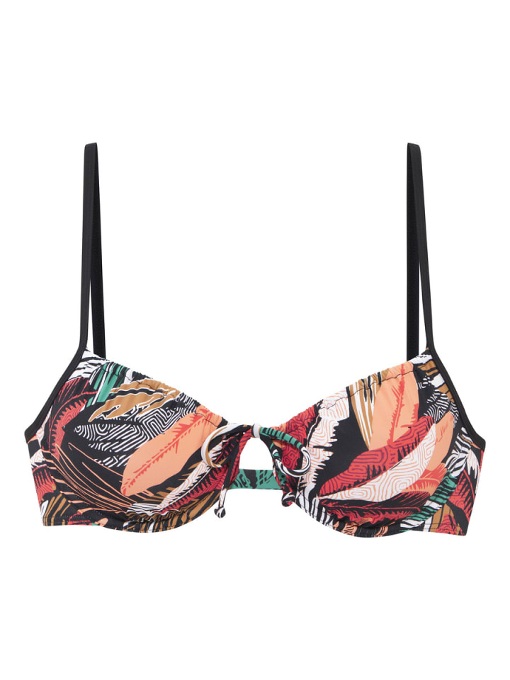 Bügel-Bikini-Top in schwarz bedruckt