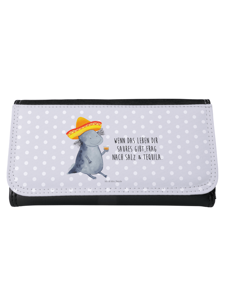 Portemonnaie Axolotl Tequila mit Spruch in Grau Pastell