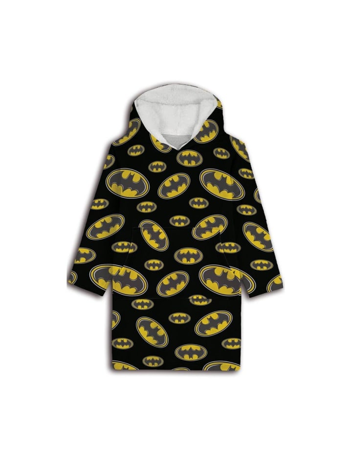 Batman Warm Hoodie-Decke mit Kapuze für Kinder – Kuschelige One Size Decke in schwarz